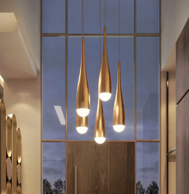 Minimalist patinated brass pendant light: Timeless elegance and controlled lighting
