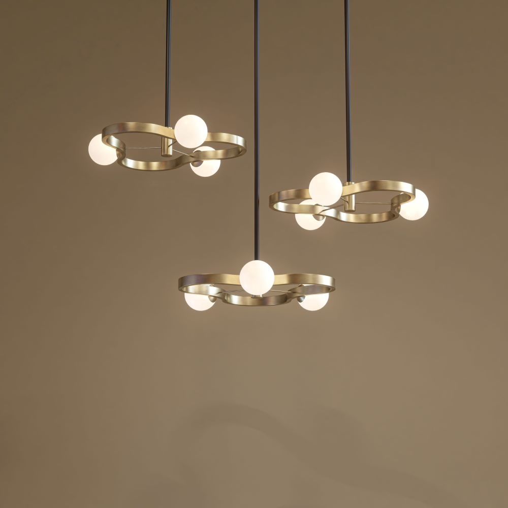 Brass and Black Steel Pendant Light Gino 3: Volume, Light and Modularity