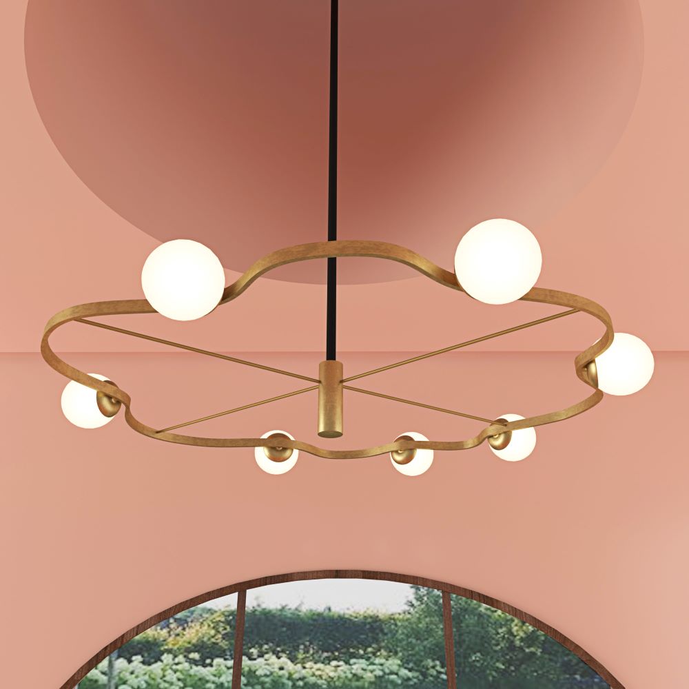 Contemporary circular chandelier design: Waved structure and soft light