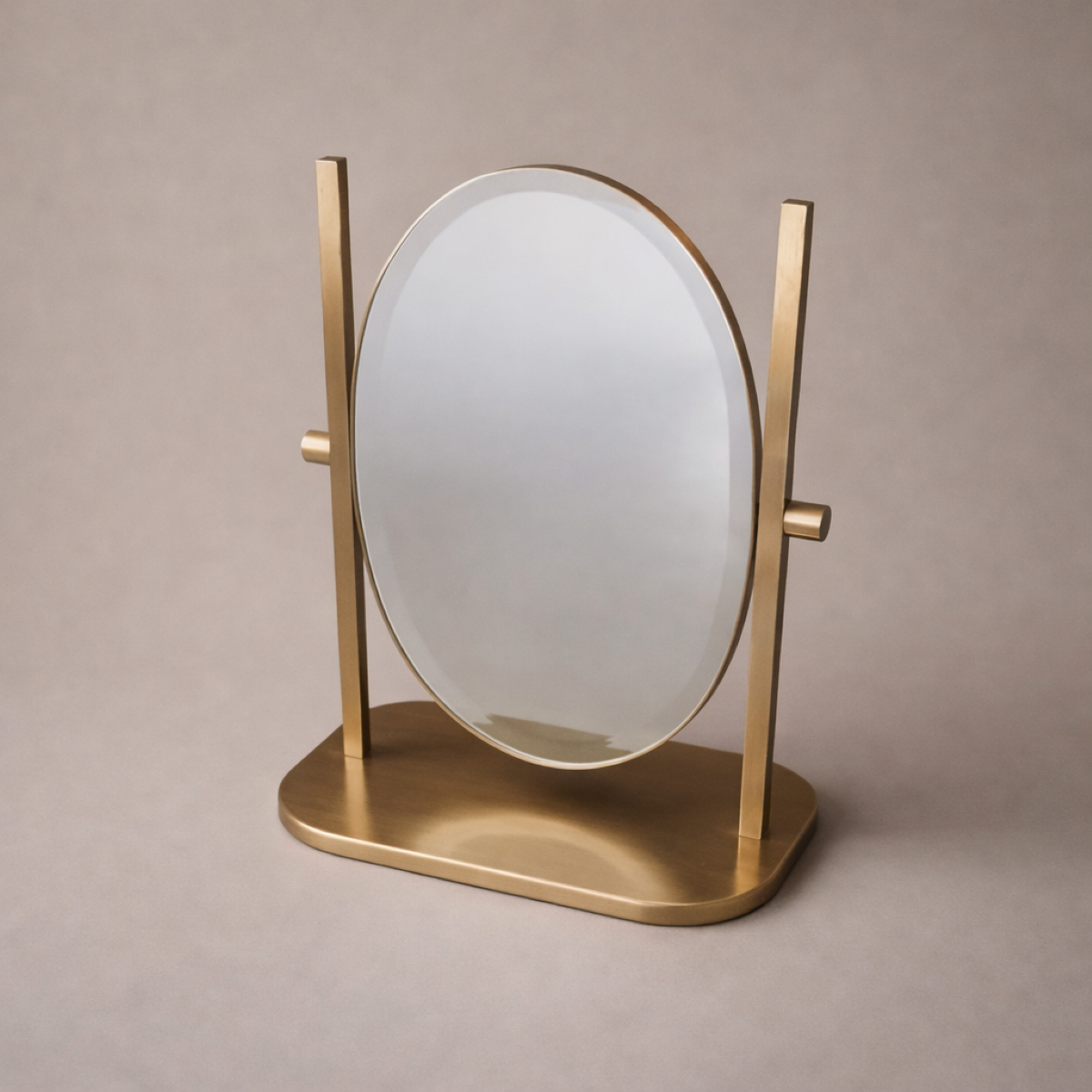 Double-sided pivoting brass table mirror – Brass table psyche