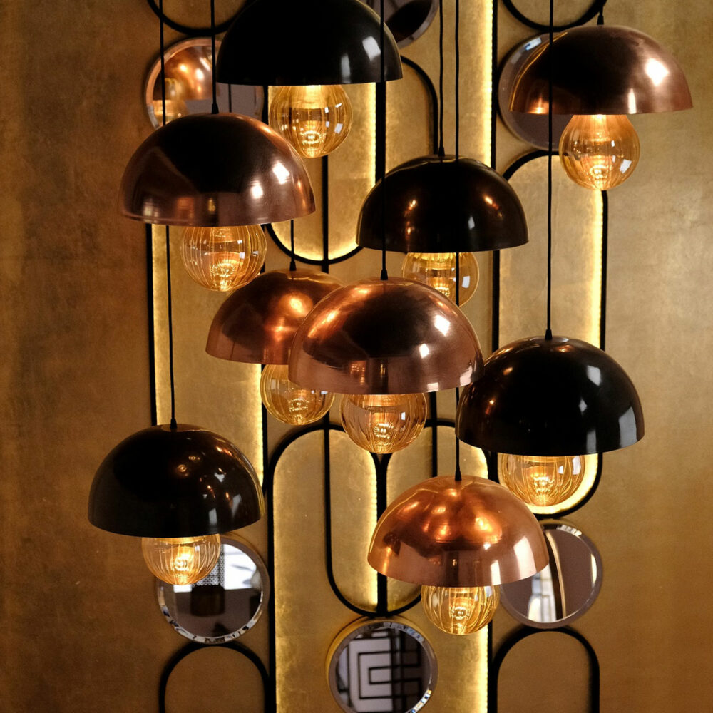 Brass and Copper Pendant Light Verner – Modular Domes and Warm Glow